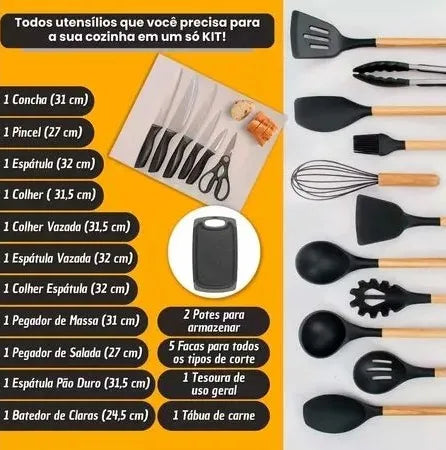 Utensílios de Cozinha Luxo 19 Peças